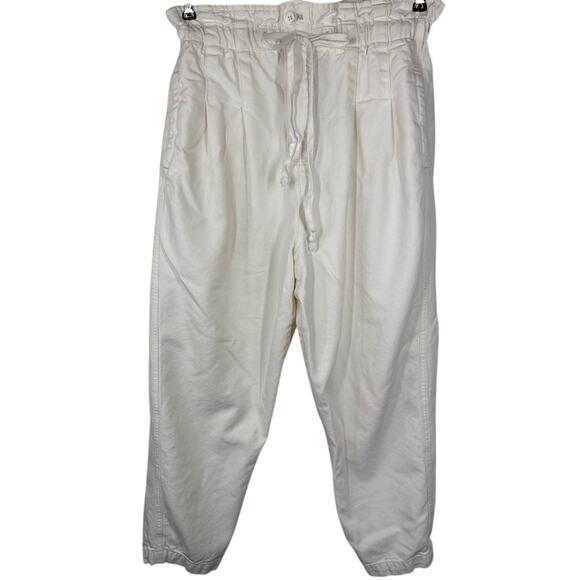 Free People Margate Pleated Paperbag Trouser Pant, Cream / White, Women, Medium - Picture 1 of 10
